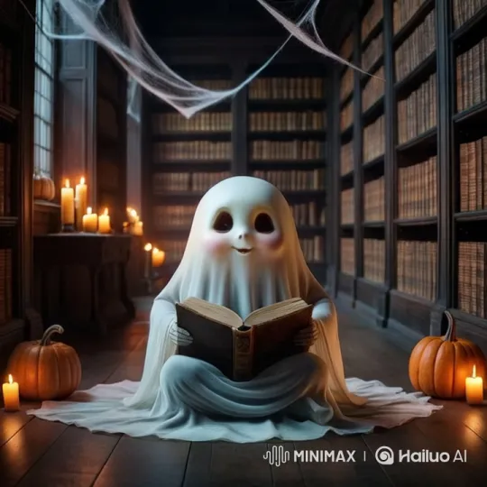Ghostly Laughter in a Cozy, Spooky Library – AI Generated Video | Hailuo AI