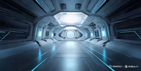 Static Futuristic Corridor with Dynamic LED Lights – AI Generated Video | Hailuo AI