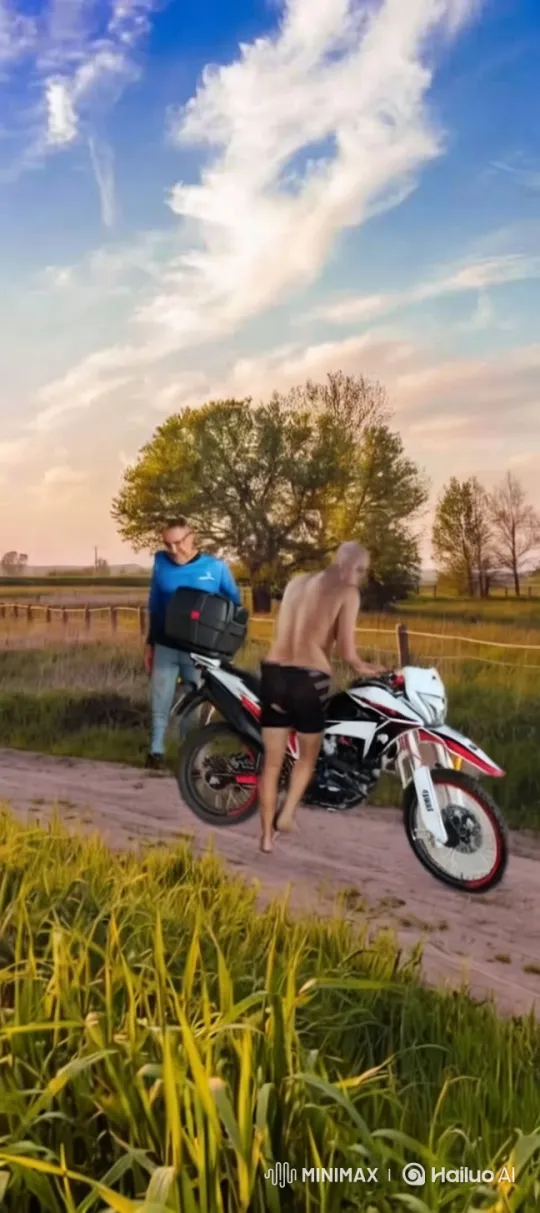 Rural Landscape and Motorcycle Scene – AI Generated Video | Hailuo AI