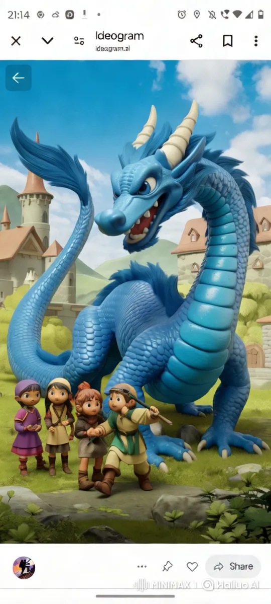 Brave Children and Protective Dragon in Medieval Village – AI Generated Video | Hailuo AI