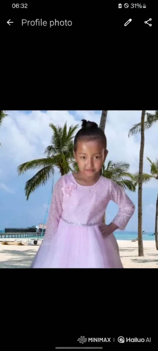 Young Girl in Pink Dress on Pristine Beach – AI Generated Video | Hailuo AI