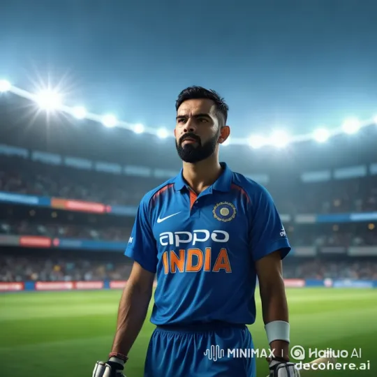 Indian Cricketer Prepares for Play Amidst Energetic Stadium – AI Generated Video | Hailuo AI