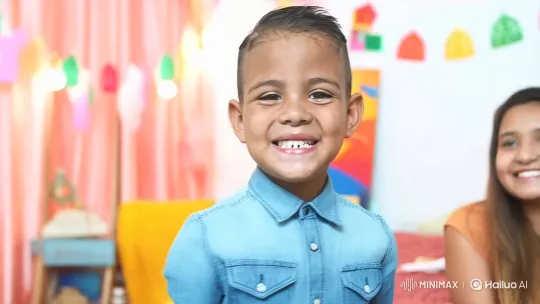 Boy Celebrates with Joyful Dance in Festive Setting – AI Generated Video | Hailuo AI