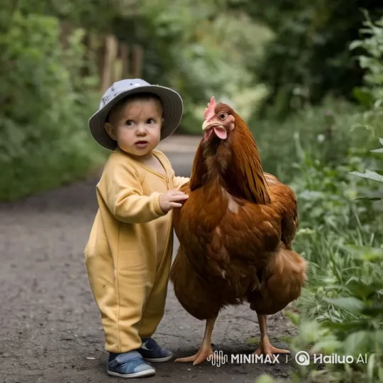 Boy and Chicken Engage in Playful Fight – AI Generated Video | Hailuo AI