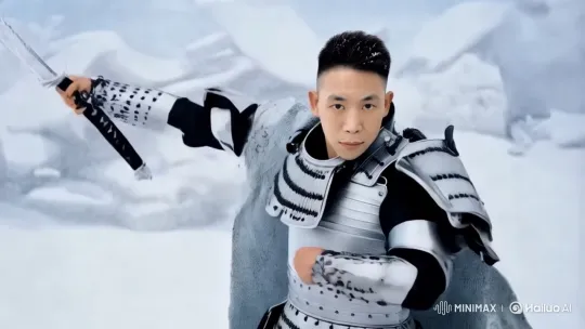 Swordsman Performs Graceful Dance in Snowy Landscape – AI Generated Video | Hailuo AI