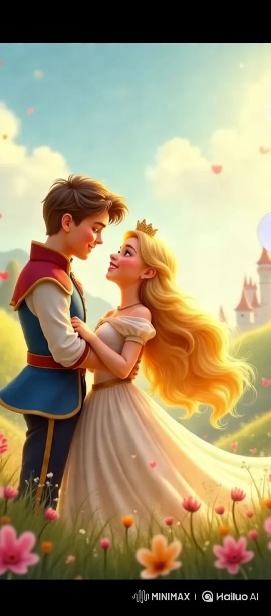 Romantic Embrace of Prince and Princess in Nooristan Meadow – AI Generated Video | Hailuo AI