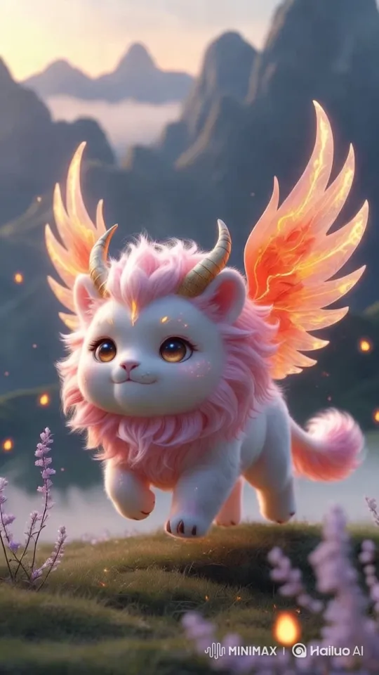Chibi Hybrid Flies Over Serene Mountain Landscape – AI Generated Video | Hailuo AI