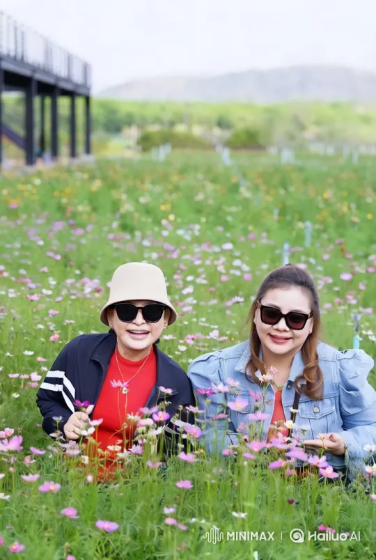 Two People Journaling in a Colorful Flower Field – AI Generated Video | Hailuo AI
