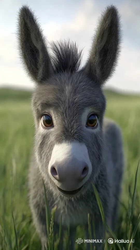 Donkey Laughs Unexpectedly in Serene Meadow Video – AI Generated Video | Hailuo AI