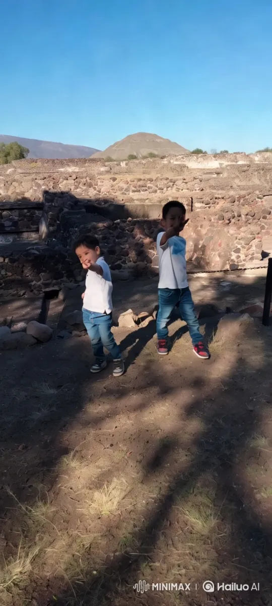 Boys Fight Playfully Amid Ancient Ruins – AI Generated Video | Hailuo AI