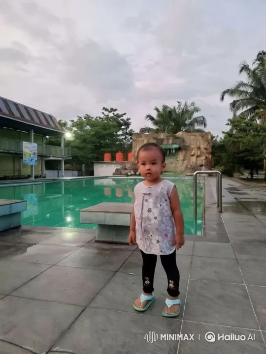 Child and Cat Playful Interaction by Pool – AI Generated Video | Hailuo AI