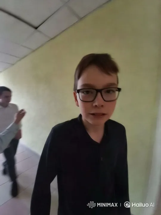 Boy Struggles with Nausea in Bright Hallway – AI Generated Video | Hailuo AI