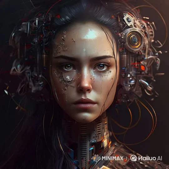 Futuristic Cyborg Displaying Lifelike Mechanics in Dark Setting – AI Generated Video | Hailuo AI