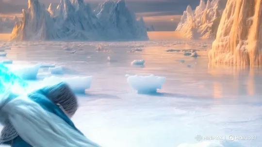 Ice God Demonstrates Combat Mastery and Energy Manipulation – AI Generated Video | Hailuo AI