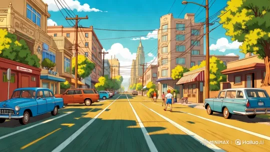 Vibrant Urban Scene with Classic Charm and Serenity – AI Generated Video | Hailuo AI