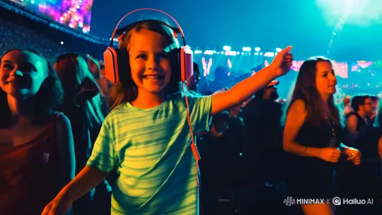 Child's Joyful Dance at Rock Concert – AI Generated Video | Hailuo AI