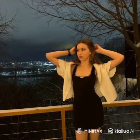 Romantic Jump and Kiss in a Winter Cityscape – AI Generated Video | Hailuo AI