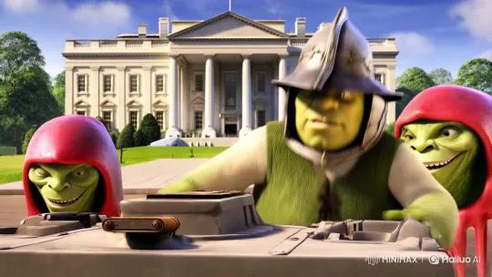 Shrek Escapes Aliens Amidst White House Inferno – AI Generated Video | Hailuo AI