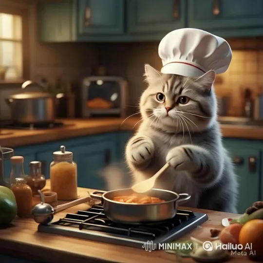 Feline Chef: Cat Cooks with Aesthetic Flair – AI Generated Video | Hailuo AI