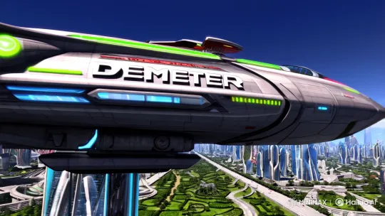 DEMETER Spaceship Glides Over Futuristic Cityscape – AI Generated Video | Hailuo AI