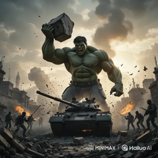 Hulk Rages in Destroyed City, Engages Military – AI Generated Video | Hailuo AI