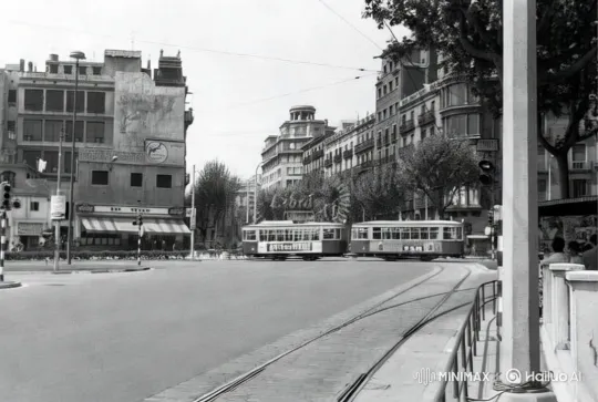 Vintage Trams Cross in Bustling City Intersection – AI Generated Video | Hailuo AI