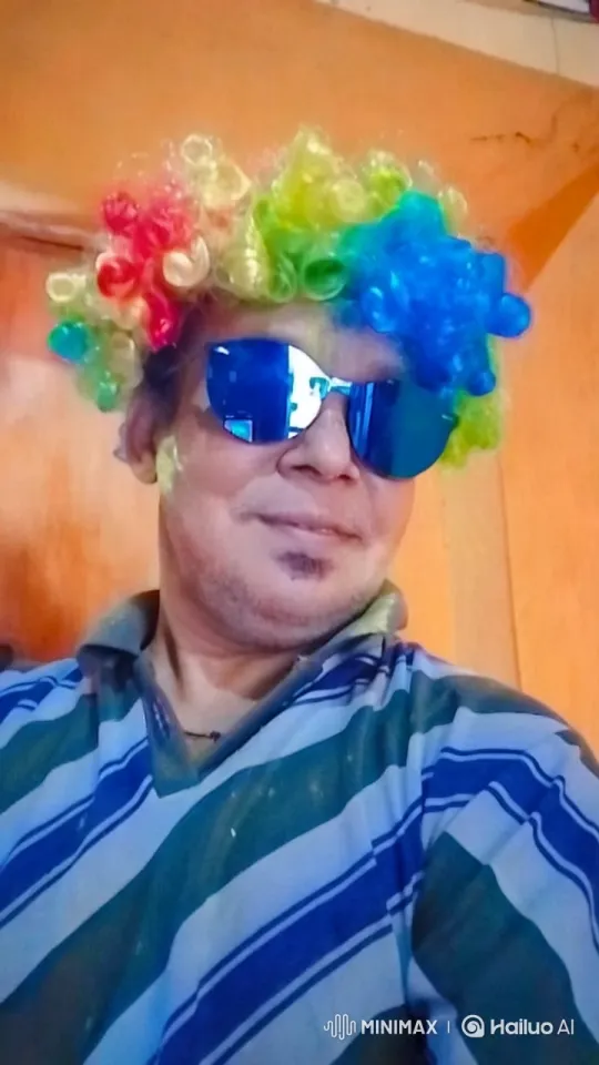 Colorful Wig Fashion Video in Warm Setting – AI Generated Video | Hailuo AI