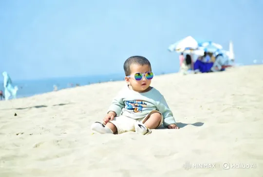 Child on Beach: Serene Aesthetic Scene – AI Generated Video | Hailuo AI