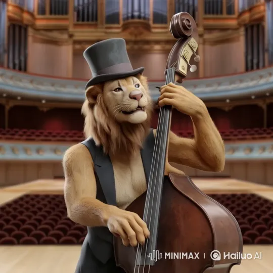 Formal Lion Musicians: Elegant Concert Hall Performance – AI Generated Video | Hailuo AI