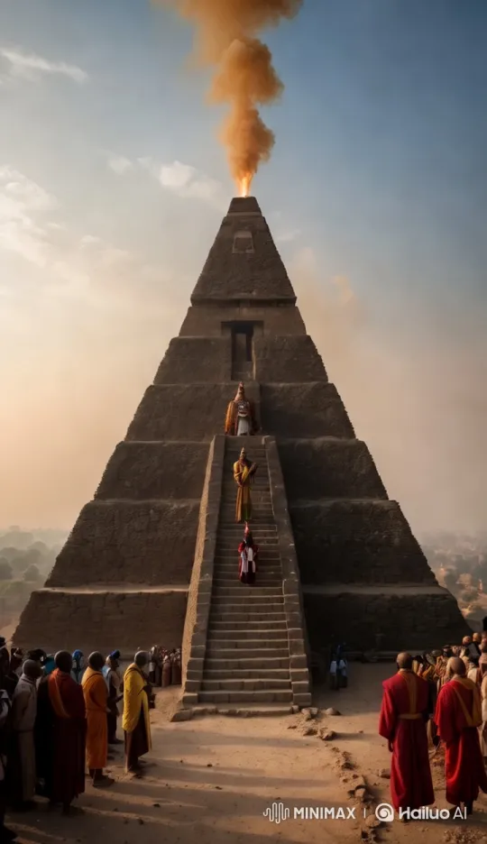 High Priest Leads Sacred Ritual at Pyramid Completion – AI Generated Video | Hailuo AI