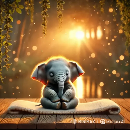 Baby Elephant Meditates Peacefully on Nature's Soft Mat – AI Generated Video | Hailuo AI