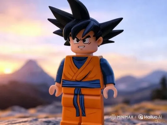 LEGO Goku Transforms into Super Saiyan at Sunset – AI Generated Video | Hailuo AI