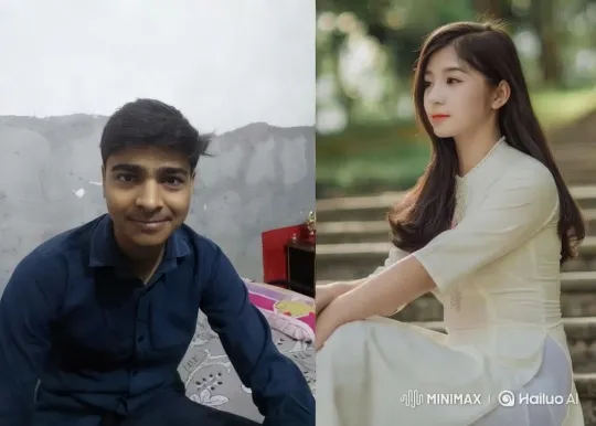 Intimate Split Screen: Man and Woman Share a Moment – AI Generated Video | Hailuo AI