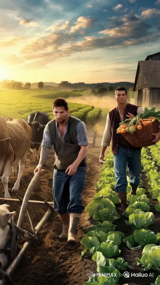 Realistic Cinematic Tale of Messi and Ronaldo as Farmers – AI Generated Video | Hailuo AI