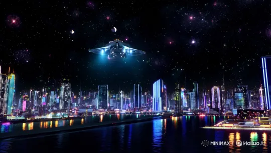 Destroyer Spaceship Lands in Futuristic Tech City – AI Generated Video | Hailuo AI