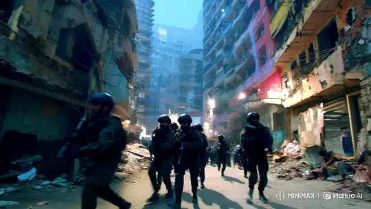 Urban Decay and Police Operation Aesthetic in Kamrangirchar – AI Generated Video | Hailuo AI