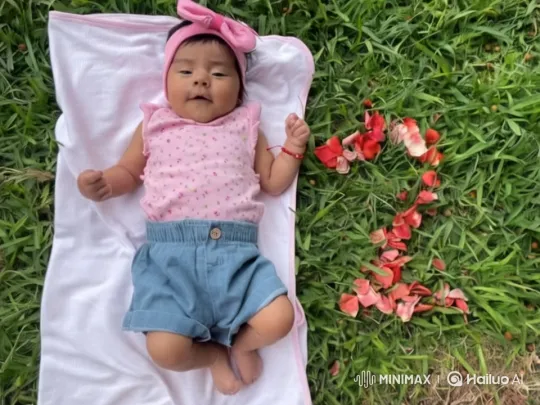 Baby's Joyful Dance in a Colorful Garden Setting – AI Generated Video | Hailuo AI