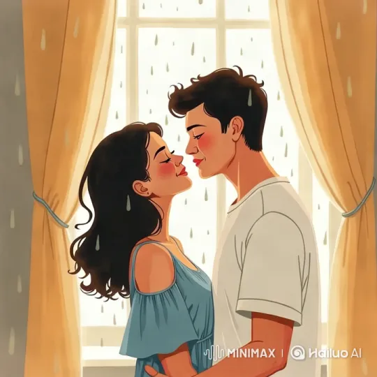Dion Helps Dini with an Umbrella in the Rain – AI Generated Video | Hailuo AI