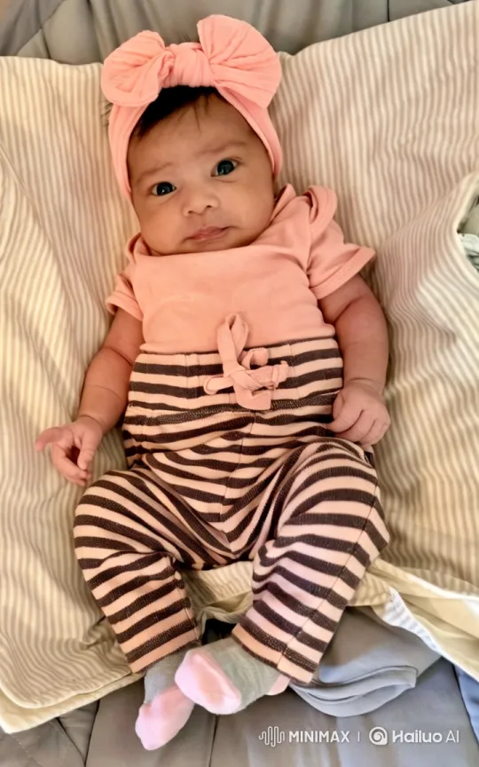 Baby's Gentle Dance in Cozy Striped Blanket Setting – AI Generated Video | Hailuo AI