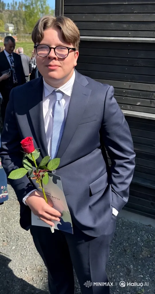 Young Man in Navy Suit Prepares for a Formal Moment – AI Generated Video | Hailuo AI