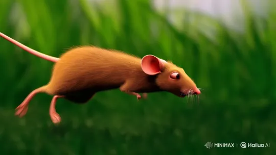 Golden-Furred Mouse with Long Legs in Lush Landscape – AI Generated Video | Hailuo AI