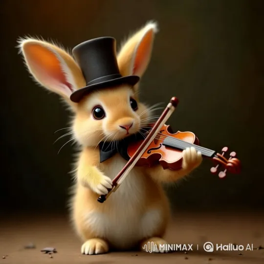 Aesthetic Rabbit Plays Violin in Whimsical Short Film – AI Generated Video | Hailuo AI