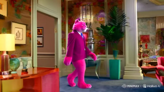 Pink Panther Strides Through Stylish 60s Living Room – AI Generated Video | Hailuo AI