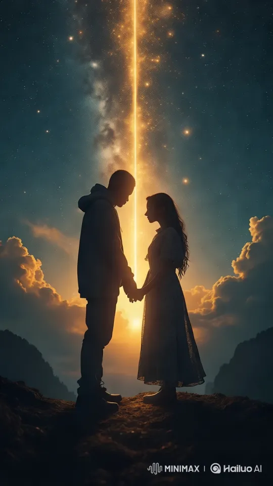 Romantic Couple Amidst Celestial Sky in Enchanting Moment – AI Generated Video | Hailuo AI