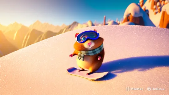 Hamster Snowboarding Adventure in Pixar-Style Animation – AI Generated Video | Hailuo AI