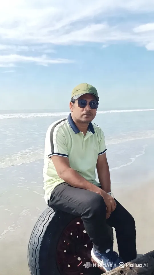 Beachside Serenity: Man on Tire Amidst Scenic Shore – AI Generated Video | Hailuo AI