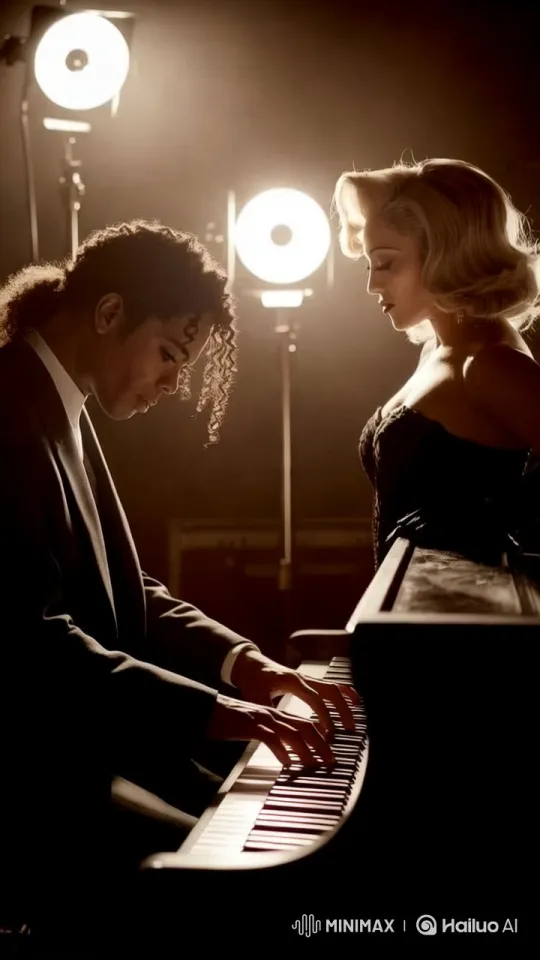 Michael Jackson and Madonna in Dramatic Piano Scene – AI Generated Video | Hailuo AI