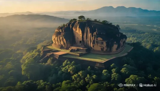 Sunset Panorama of Majestic Rock Fortress Amidst Verdant Landscape – AI Generated Video | Hailuo AI