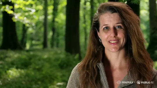 Woman Meets Peaceful White Wolf in Enchanted Forest – AI Generated Video | Hailuo AI
