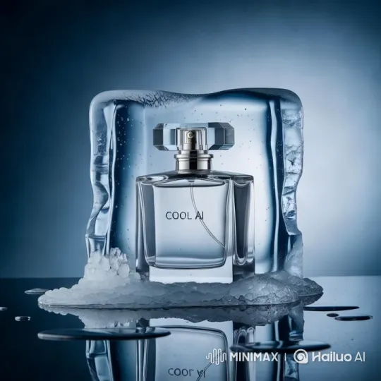 COOL AI Perfume Bottle Melts in Aesthetic Ice Display – AI Generated Video | Hailuo AI